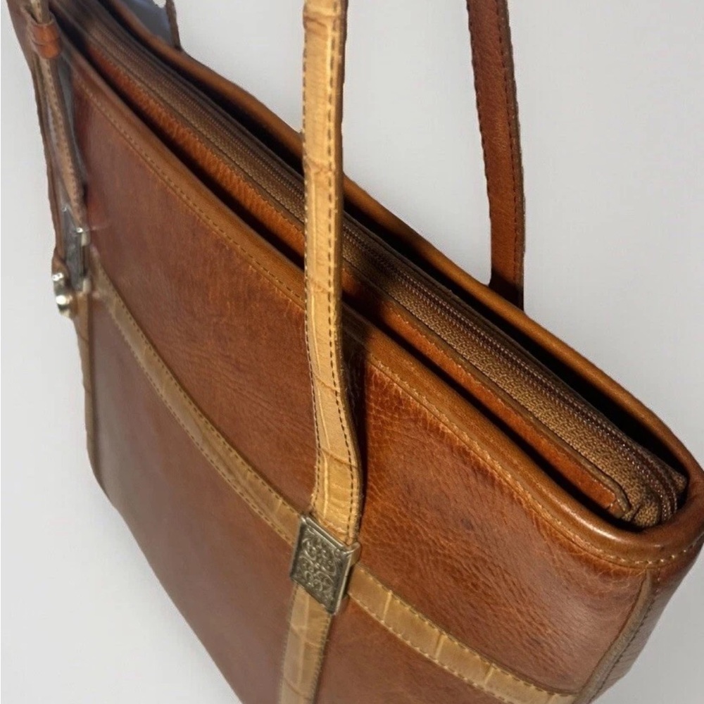 Brighton Leather Handbag Retired Brown Textured Pebbled Boxy Shoulder Bag - Picture 7 of 16